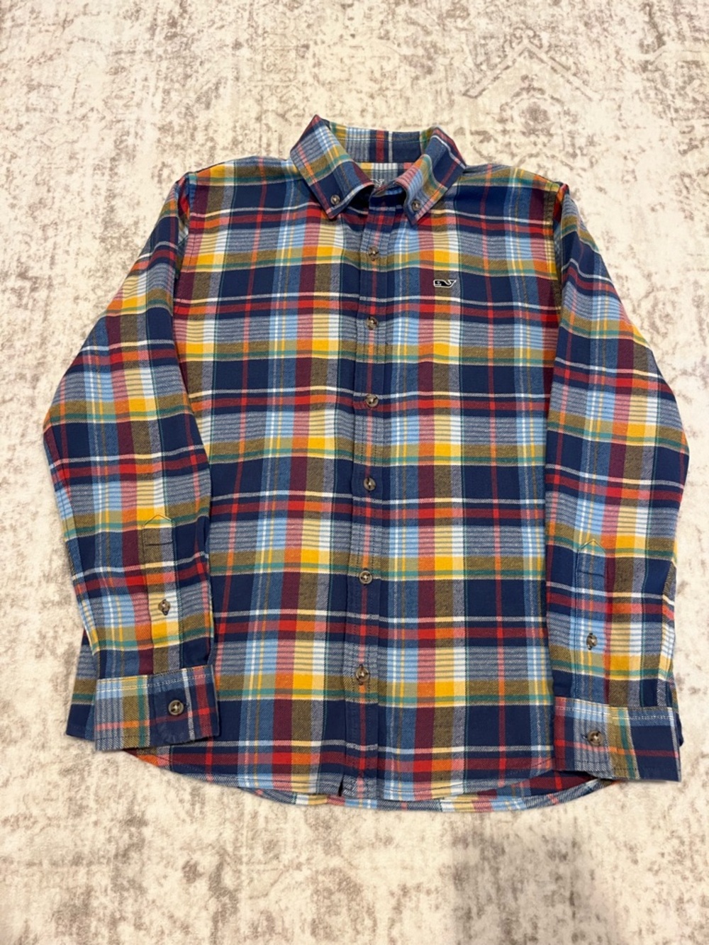 Vineyard Vines Boys Flannel Button‑Down – Size Medium (12/14) – EUC